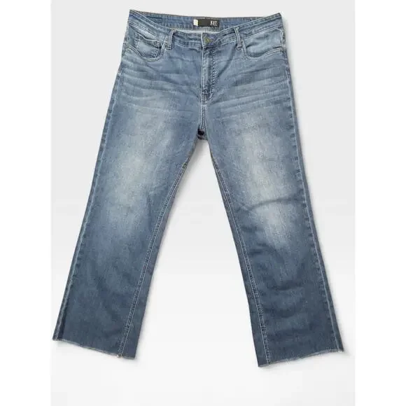 KUT from the Kloth High Rise Raw Hem Straight Leg Jeans - Size 14 - Picture 1 of 4